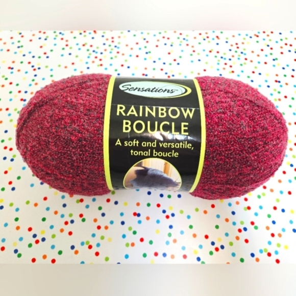 SENSATIONS RAINBOW BOUCLE YARN JUMBO 11 OZ SKEIN, 853 YARDS!  -  Color #192 Red - Picture 1 of 8